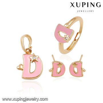 64016-high fashion costume jewelry 18k gold dribble jewelry set alphabet D